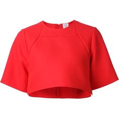 Red Crop Top Hoodie, Crop Tops Shirts, Blouse Crop, Grey Cropped Hoodie, Blouse Cotton, Ladies Blouse Designs, Red Crop Top, Rosie Assoulin, Style Korea