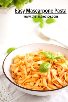 A bowl of the quick mascarpone pasta recipe. Fresh Pasta Recipes, Beef Pasta Recipes