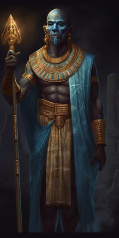 an egyptian pharaoh holding a staff in his hand