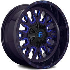 an image of a wheel with blue spokes on the front and back wheels for cars