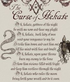 an image of a poem written in gothic style with the words curse of hephaise