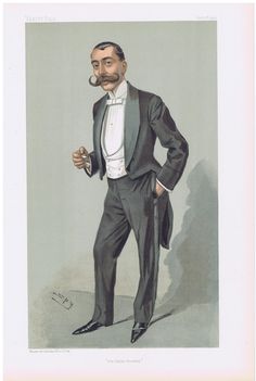 an illustration of a man in a suit with a moustache