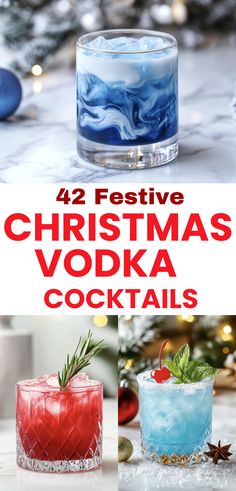 christmas vodka cocktails with text overlay that reads 42 festive christmas vodka cocktails