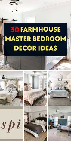 Transform your bedroom into a cozy retreat with these 30 creative farmhouse master bedroom decor ideas. Get inspired by rustic, vintage, and modern designs to create your dream bedroom. Luxury Bedroom Design Master Suite With Bathroom, Farmhouse Master Bedrooms Decor, Modern Farmhouse Bedroom Master Suite, Taupe Bed, Farmhouse Chic Bedroom, Modern Farmhouse Bedroom Ideas, Bedroom Inspirations Master, Black Metal Bed Frame, Indoor Succulents