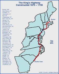 the king's highway map showing its route