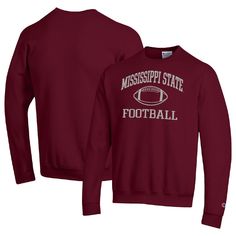 Stay warm while rooting for the Mississippi State Bulldogs to score a touchdown with this Football Icon sweatshirt. Made by Champion, it features team graphics printed on a blend of soft, durable fabrics. Fleece lining adds an extra layer of cozy warmth to this Mississippi State Bulldogs pullover. Collegiate Team-colored Sweatshirt For Fall, Collegiate Sweatshirt For Football Season, Collegiate Sweatshirt For College Football Season, Fall Sports Team Logo Tops, Fall Sports Event Tops With Team Logo, Collegiate Sweatshirt With Team Logo For Football Season, Collegiate Style Sweatshirt With Team Logo For Football Season, Fall Varsity Sweatshirt With Team Logo, Team Logo Sweatshirt For Sports Events In Fall