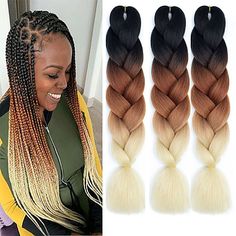 Category:Crochet Hair Braids; Gender:Women's,Female; Quantity:3 Pieces; Occasion:Dailywear; Age Group:Adults'; Wig Length Range:24; Color Shade:Natural Color; Hair Extension Type:Bulk Hair; Origin of Hair Donors:African Braids; Hair Material:High Temperature Fiber,Kanekalon,Synthetic Hair; Texture:Jumbo; Length:24; Features:African Braiding,African Braids,Kanekalon Hair,Heat Resistant,Synthetic; Net Weight:0.3; Heat Resistant:Yes; Listing Date:07/30/2019; Can Be Permed:No; Unit Weight:100 Curled Box Braids, Crochet Hair Braids, Kanekalon Hair, Curly Braids, Twisted Hair, Kanekalon Hairstyles, Jumbo Box Braids, Cheap Hair Products, Black And Blonde