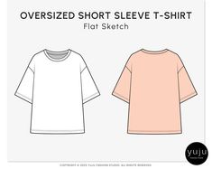 an oversize short sleeve t - shirt is shown in the front and back views