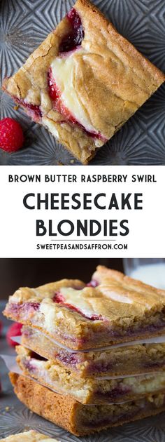 two pictures showing different types of cheesecake blondies