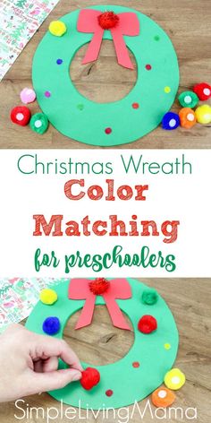 christmas wreath color matching for preschoolers to make