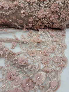 ●52 inch w fabric sold by the yard Clothing Fabric Patterns, Bridal Evening Dress, Baby Pink Wedding, Glam Wedding Dress, Fancy Art, Beaded Lace Fabric, Embroidery Tshirt, Flowers Embroidery, Bridal Dress Fashion