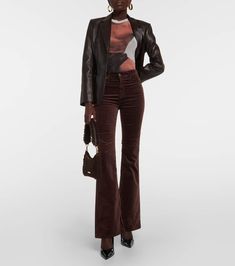 Find AG Farrah Corduroy Bootcut Jeans on Editorialist. Material: 54% cotton, 35% modal, 8% polyester, 3% elastane. Care instructions: hand wash. Made in Mexico. Designer color name: Bcho. Closure: zipper fly, button fastening. Pockets: five pockets. Velvet Flared Pants, Velvet Flare Pants, Velvet Flares, Pants Brown, Jean Flare, Ag Jeans, Velvet Pants, Jeans Bootcut, Flared Pants