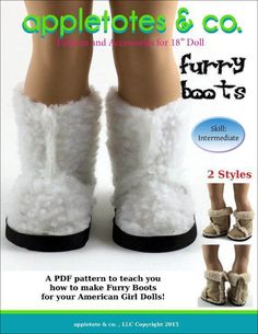 the front cover of an american girl doll's book, complete with instructions to make fuzzy boots for your american girl dolls