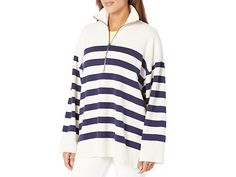 Oversized Striped Sweater, Loose Fit Sweater, Sweater Tops, Oversized Pullover, Half Zip Pullover, Casual Sweaters, Knitted Pullover Sweaters, Winter Sweaters, Sweaters Oversized