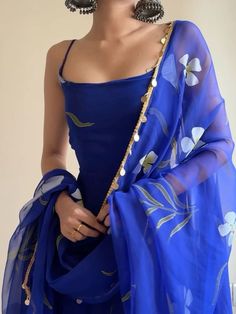 Blue Summer Dress, Blue Core, Stylish Kurtis Design, Trendy Outfits Indian, Outfits Indian, Set Saree, Long Kurti, Traditional Indian Dress, Brand Ideas