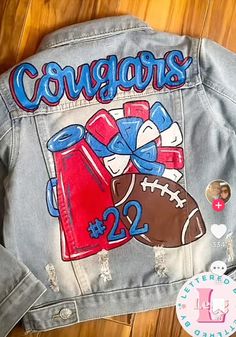 Cheer Jackets, Painting Jeans, Painted Pants, Custom Jean