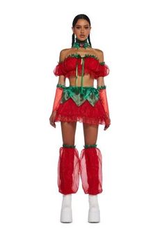 halloween costumes for college girls based on hair color Dollskill Halloween Costumes, Womans Halloween Costume, Grunge Dresses, Strawberry Kawaii, Strawberry Costume, Tulle Underskirt, Strawberry Seed, Booties Outfit, Festival Shop