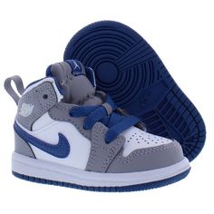 Nike Jordan 1 Mid Infant/Toddler Shoes Size 4, Color: Cement Grey/White/True Blue Like New In Box Product Details Style Dq8425-014 Colorway Cement Grey/White/True Blue Retail Price $60 Release Date 12/02/2022 White Scratch-resistant Sneakers For Playtime, Blue Scratch-resistant Sneakers For Playtime, White High-top Sneakers For Playtime, Gray Low-top Sneakers With Soft Sole, Clothes Nike, Shoes Nike Jordan, Nike Jordan 1 Mid, Shoes Size 4, Nike Jordan 1