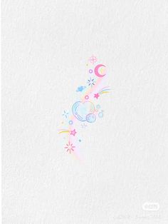 a white paper with stars and moon designs on the bottom, in pastel colors