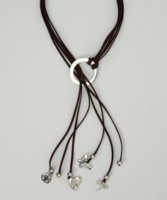 Diy Collier, Cord Jewelry, Charm Necklace Silver, How To Make Necklaces, Brown Silver, Diy Schmuck, Leather Necklace, Jewelry Projects, Diy Necklace