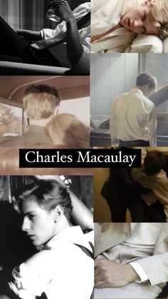 charles macaulay collage with images of women and men in formal clothing, from left to right