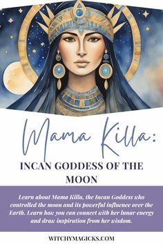 Discover the legend of Mama Killa, the revered Incan Goddess of the Moon. She ruled over the lunar cycles and protected women and their children. Her story intertwines with the ancient Incan understanding of time, agriculture, and celestial power. Learn about her worship and how to connect with her energy for balance and protection. Ready to explore the power of the moon goddess? Check out the full story of Mama Killa today! #IncanGoddess #MamaKilla #MoonGoddess #IncanMythology #Spirituality Aztec Mother Goddess, Chandra God The Moon, Chang'e Goddess Over The Moon, Chang’e Moon Goddess, Daughter Of The Moon Goddess Book, Creation Myth, Inca Empire, Lunar Cycle, Witch Books