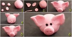 how to make a pig head out of fondant and plastic clay with step by step instructions