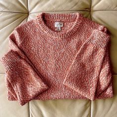 Brand New J.Crew Marled Crewneck Sweater Never Worn Perfect Condition 100% Cotton 19" Pit To Pit 24.5" In Length Crewneck Sweater, Cotton Sweater, Orange White, Color Orange, Colorful Sweaters, Crew Neck Sweater, J Crew, Sweaters For Women, Crew Neck