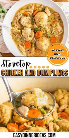 Whip up this classic Chicken and Dumplings recipe for a comforting meal that's sure to please. The tender dumplings and juicy chicken are cooked together in a savory broth, creating a dish that's both flavorful and filling. It's perfect for family dinners or when you need a little extra comfort food on a cold day. Drop Dumplings Recipe, Easy Drop Dumplings, Chicken And Dumplin Recipe, Quick Chicken And Dumplings, Easy Chicken Dumpling Recipes, Dumplin Recipe, Easy Chicken And Dumplings Recipe, Dumplings Easy, Best Chicken And Dumplings