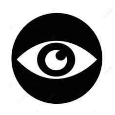 an eye in a black circle on a white background