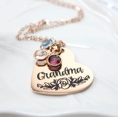 Grandma Necklace Birthstone, Grandma Jewelry, Gifts Grandma, Mothers Gifts, Grandmother Necklace, Grandma Necklace, Personalized Grandma, Grandma Gift, Pretty Box