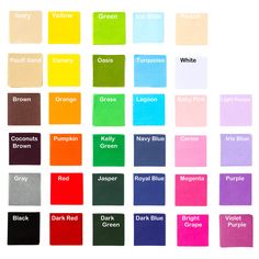 the color chart for different shades of paint