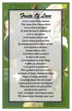 a poem written in the language of love on a green background with leaves and berries