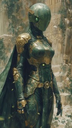 a painting of a woman dressed in armor