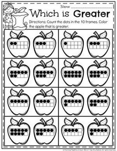 an apple themed worksheet with the words which is greater