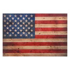 an american flag painted on wood