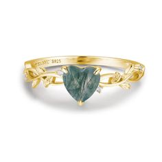 Wrap your fingers in the never-ending love that you deserve with our Everlasting Moss Agate Ring. This heart-shaped moss agate ring is adorned with white topaz that gleams through a twisted leafy band. Evoking a natural elegance, a timeless charm doesn't get much sweeter than this. ✦ Available in both 14K yellow gold vermeil (14K yellow gold plated over a sterling silver base) and 10K solid yellow gold. Magical Stones, Moss Agate Ring, Gold Vermeil Jewelry, Lucky Stone, Vermeil Jewelry, Agate Ring, Wrap Rings, Jewelry Cleaner, Moss Agate