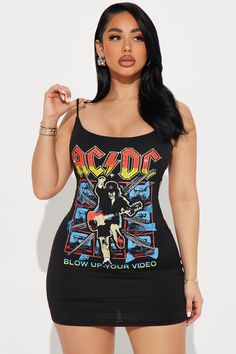 Available In Black. Square Neck Sleeveless ACDC Graphic Front And Back Screen Adjustable Straps Cut Out Back Detail Rhinestone Detail Stretch Disclaimer: Due To The Printing Process A Difference In Saturation May Occur. Each Garment Is Unique. Final Sale 95% Polyester 5% Spandex Imported | ACDC Electric Mini Dress in Black size XL by Fashion Nova Fitted Sleeveless Tank Top For Concerts, Trendy Mini Length Tank Top For Club, Bodycon Sleeveless Top For Club, Stretch Sleeveless Tank Top For Concerts, Sleeveless Bodycon Top For Club, Black Tank Dress For Spring, Black Bodycon Sleeveless Tank Top, Black Sleeveless Bodycon Tank Top, Edgy Sleeveless Tank Top For Club