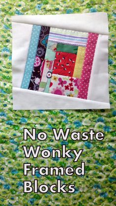 no waste wonky framed blocks on the cover of a quilt