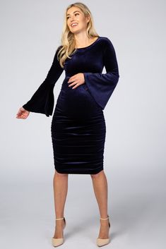 Winter Maternity Dress, Navy Blue Maternity Dress, Maternity Evening, Velvet Dresses Outfit, Stylish Maternity Dress, Trendy Maternity, Velvet Shirt, Fall Maternity, Baby Shower Dresses