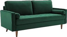 Modway Valour Performance Velvet Upholstered Tufted Sofa, Green Container Furniture, Green Sofas, Modern Couches Living Room, Chesterfield Loveseat, Comfortable Living Room, Sofa Green, Best Leather Sofa, Bolster Pillows, Velvet Loveseat