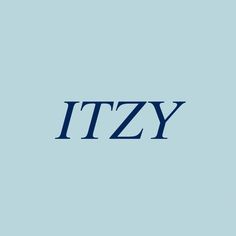 the word itzy on a blue background