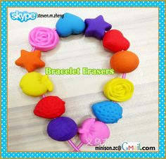 Novelty #bracelet #erasers Erasers, Crochet Necklace, Bracelet, Crochet