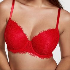 Lace, Meet Lift. A Demi Bra That Shapes And Raises With Wispy Chantilly Lace.Lift & Lining,Lightly-Lined For Shape Underwire,Straps & Hooks,Adjustable Straps And Back Hook-And-Eye Closures. Elegant Red Victoria's Secret Bra, Ladies Video, Bergamot Oil, Red Bra, Bra Strap, Demi Bra, Chantilly Lace, Hot Pics, Indian Actress Hot Pics