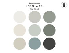 the color scheme for iron ore is shown in several different colors and sizes, including grays