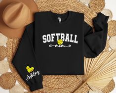 Custom Softball Mom Sweatshirt, Personalized Softball Gift for Mom, Softball Mom Hoodie, Softball Gifts, Game Day Hoodie, Custom Mama Sweater HOW TO ORDER: 1. Please, Check and Review all Photos and Size Charts (All styles are Unisex) 2. Choose Your Color/Size  3. Choose Your Quantity as much as you want. 4. Click "Add To Cart". For multiple items go back to the listing and repeat the steps. *QUALITY: Sweatshirts (no hood) & Hoodies (with hoods), both styles are soft & comfy. They are UNISEX size, fitting men and women!  Sweatshirts/Hoodies are 50/50 cotton/polyester. * PROCESSING & SHIPPING: Processing time is 1-3 days. First Class Shipping is 2-5 business days (after processing time). You can upgrade your shipping on the checkout page to "UPS GROUND" or "UPS Air 2-Day" *CARE INSTRUCTION: Softball Mom Gifts, Softball Sweatshirt, Sports Mom Gifts, Game Day Sweatshirt, Custom Softball, Hoodie Hood, Mama Hoodie, Mama Sweater, Mom Sweater