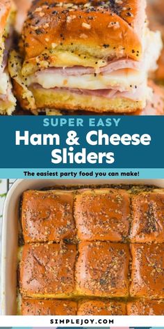 ham and cheese sliders with text overlay