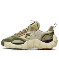 FILA FUSION x N21 BONE Sneakers 'Olive Green' T12M241203FPB Green Gore-tex Sneakers For Walking, Green Custom Lace-up Sneakers With Vibram Sole, Green Gore-tex Running Shoes, Khaki Lace-up Sneakers With Vibram Sole, Green Gore-tex Sneakers With Vibram Sole, Shoe Box, Olive Green, Bones, Sneakers