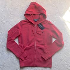 100% Cotton Front Pockets Polo Ralph Lauren Red Zip Up Hoodie, Salmon Red, Ralph Lauren Sweaters, Ralph Lauren Sweater, Zip Up Hoodie, Polo Ralph, Zip Ups, Polo Ralph Lauren, Sweaters For Women