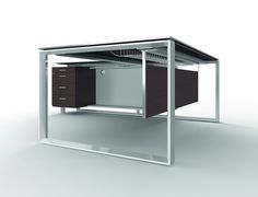 an office desk with two drawers on one side and a file cabinet on the other